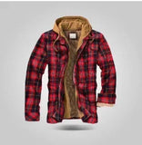 Xituodai Men Winter Jackets Harajuku Plaid Shirts Coats Hooded Zipper Long Sleeve Basic Casual Shirts Jackets European Style Size S-5XL