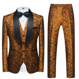 Xituodai Fashion New Men's Casual Boutique Business Wedding Host Flower Color Suits 3 Pcs Set Dress Blazers Jacket Pants Vest Coat