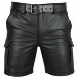 Xituodai Motorcycle Faux Leather Short Pants Male Summer Biker Riding PU Cargo Multi-pockets Men Clothing Shorts shorts men  techwear