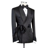 Xituodai Double Breasted Suit Jacket for Men Wedding 2024 Shawl Lapel Slim Fit Groom Blazer with Belt 1 Pc Fashion Coat