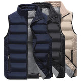 Xituodai High Quality Coats Vest Jacket Men's Fall and Winter Casual Comfortable Sleeveless Solid Color Thickened Cotton Jacket