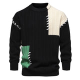 Xituodai 2025 Patchwork Knitted Sweater Male Casual Men Clothing Black Spliced Pullovers Korean Fashion Streetwear Long Sleeve Jumpers