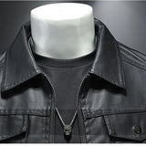 Xituodai New Trend Men's Leather Jackets Thick Winter Warm Jacket Slim Fit Cool Motorcycle Turn-down Collar Zipper Coats Plus Size