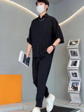 Xituodai Nylon T-shirts Pants Suits for Men No Logo Man Trousers Sets 2 Piece Outfit Trendy Two Set Kpop 5xl Korean Essential Cool Chic S