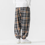 Xituodai Sagging Pants Retro Plaid Pants Men Fashion Fleece Pants Male Elastic Waist Thicken Casual Harajuku Style Sweatpants Mens Baggy Loose Trousers