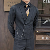 Xituodai 4XL-M Brand Clothing Men's Spring High Quality Business Suit Vest/Male Slim Fit Stripe Double-breasted Blazers Vest Men's Dress