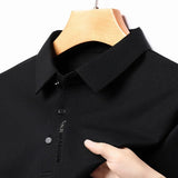 Xituodai 2024 New Spring Lapel Business Casual Polo Shirt Elastic Base Shirt Top Men's Long Sleeve T-shirt