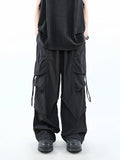 Xituodai Korean Parachute Cargo Pants Men Hip Hop Wide Leg Cargo Trousers Male Streetwear Loose Casual Men Clothing Safari Style