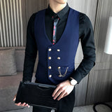 Xituodai Men's Double Breasted Vest Spring 2024 New Slim Sleeveless Formal Suit Vest Gray Black Fashion Men's Business Casual Suit Vest