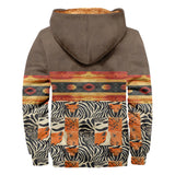 Xituodai Large Size Men's Short Zipper Hooded Winter Warm Fleece Jacket,Design Brown Patchwork Fox Pattern Checkered Pattern Print Coat Xituodai