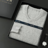 Xituodai Men's sweater autumn and winter cashmere sweater wool pullover sweater thick bottom knitted V-neck loose warm top Korean version Xituodai