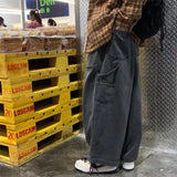 Xituodai 2024 Streetwear  multi-pocket jeans cargo pantsLoose Plus Size Wide Leg Pants Japanese Harajuku Casual Denim Pants Men Clothing