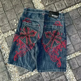 Xituodai Y2K Retro Full Range of Shorts Women Loose Denim Harajuku Hip-hop Pattern Men New Gothic Casual Fashion Shorts Streetwear