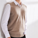 Xituodai Cashmere Knitted Sweater Vest Men's Clothing V-neck Solid Color Pullover Camisole Bottom Spring Autumn Tops