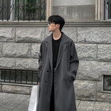 Xituodai Trench Coat Autumn Korean Men's New Fashion Overcoat Male Long Windbreaker Streetwear Trench Men Outerwear Black/Gray/Coffee Xituodai