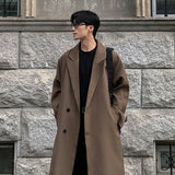 Xituodai Trench Coat Autumn Korean Men's New Fashion Overcoat Male Long Windbreaker Streetwear Trench Men Outerwear Black/Gray/Coffee Xituodai