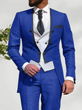 Xituodai New Suits Men Blue Suit Dressy Solid Color Double Breasted Plus Size Blazer & Blazer Vest & Pants 3Pcs Set Wedding Suits for Men