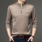 Xituodai fall and winter New Men's Solid Color Half-high Neck Zipper Pullover Knit Sweater Fashion Casual Men's Warm Long-sleeved Sweater