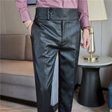 Xituodai High-fashion Slim Fit Jacquard Design Trousers Naples High-waisted Casual Pants Men's Narrow Pants PU