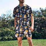 Xituodai  Beach Vacation Casual Mens Outfits Summer Vintage Graphic Printing Two Piece Suits Men Short Sleeve Shirts And Shorts Sets Male