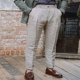 Xituodai Vintage Men Cotton Linen Pants Breathable Comfort Soft Trousers Loose Straight Long Pant Spring Autumn Fashion Casual Pants