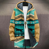 Xituodai Men Jacket Cardigans Coats Printed Native Retro Aztec Graphics Plush Thick Outdoors Fleece Winter Casual Streetwear Clothing Xituodai