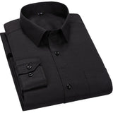 Xituodai Single Patch Pocket Formal Business Standard Office  Men's Classic Long Sleeve Solid Basic Dress ShirtsSIZE 47 48