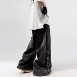 Xituodai American Style Oversized Pocket Retro Baggy Jeans Men Y2k Hip Hop Punk Wide Leg Straight Overalls Black Denim Pants Streetwear