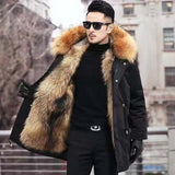 Xituodai  Men's Imitation Fur Liner Winter Warm New Fur One-piece Coat Imitation Mink Fleece Mid-length Fur Coat