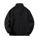 Xituodai Men's Cotton Jacket with Plush and Thickened Solid Color Loose Fitting Sweater Winter Men's Fleece Casual Top Jacket Xituodai