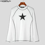 Xituodai  Men T Shirt Printing O-neck Long Sleeve Fitness Streetwear Casual Men Clothing Autumn Korean Style Tee Tops S-5XL