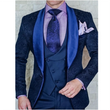 Xituodai Jacquard Men Suits 2024 Italian Design Custom Made Black Smoking Tuxedo 3 Piece Groom Wedding Party Fashion Suits For Men