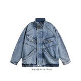 Xituodai Denim coat men's spring and autumn new loose design sense of standing collar cargo jacket