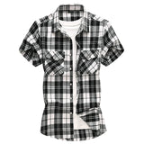 Xituodai Striped Plaid Short-sleeved Shirt Men's Single-breasted Square Collar Cotton Shirts Summer Fashion Casual Camisa Men Chemise 7XL