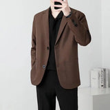 Xituodai Men Suit Jackets Blazer Coat Slim Fit Smart Casual Autumn New Fashion Clothing Two Buttons Solid Color Korean Black/Khaki/Coffee