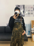 Xituodai Cargo Leopard Jumpsuit for Men Streetwear Hip Hop Punk Loose Bodysuits Overalls Male Animal Print Pocket Pants