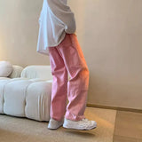 Xituodai Pink Jeans Men Fashion Vintage Pocket Cargo Jeans Men Streetwear Hip Hop Loose Straight Denim Trousers Mens Wide Leg Pants S-3XL