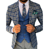 Xituodai Men's Plus Size Blazer Autumn/Winter Casual Daily Casual Plaid Notch Lapel Sax Slim-Fit Blazer Suit Jacket for Business Clothing