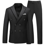 Xituodai Men Casual Boutique Business Double Breasted Suit Coat 3 Piece Set / Solid Color Slim Fit Blazers Jacket Pants Vest Trousers