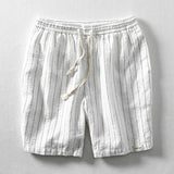 Xituodai Summer Cotton Linen Shorts Pants Men Casual Sold Color Breathable Comfortable Striped Drawstring Man Holiday Beach Thin Shorts