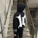 Xituodai  Streetwear New Sweatshirt Classic Retro Patch Oversized Hoodies Y2K Harajuku Gothic Cotton Black Pullover Sweatshirt Mens Womens