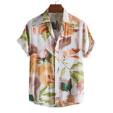 Xituodai Dopamine Dressing Men's Casual Short-sleeved Flower Shirt Hawaiian Menswear Patchwork Print Turn-down Collar Clothing Leisure