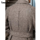 Xituodai Ladiguard 2024 Wool Blend Jacket Men Fashion Plaid Pockets Long Trench Coats Lepal Collar Basic Tops Plus Size Mens Outerwear Xituodai