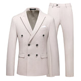 Xituodai Men Casual Boutique Business Double Breasted Suit Coat 3 Piece Set / Solid Color Slim Fit Blazers Jacket Pants Vest Trousers