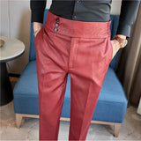 Xituodai High-fashion Slim Fit Jacquard Design Trousers Naples High-waisted Casual Pants Men's Narrow Pants PU