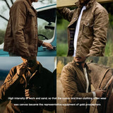 Xituodai Retro Heavyweight Canvas Oil Waxed Jacket Cotton Waterproof Hunting Coat Male Autumn Khaki Casual Work Safari Style Jacket Xituodai