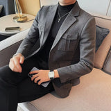 Xituodai  Men's Suit Jackets Single Breasted Male Blazer Gray Fashion 2024 Luxury Designer Menswear Coat Korean Style Clothes Casual