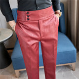 Xituodai High-fashion Slim Fit Jacquard Design Trousers Naples High-waisted Casual Pants Men's Narrow Pants PU