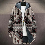 Xituodai Men Jacket Cardigans Coats Printed Native Retro Aztec Graphics Plush Thick Outdoors Fleece Winter Casual Streetwear Clothing Xituodai