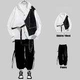 Xituodai Techwear Men's Sets Cargo Pants Men's Shirt Kit Long Sleeve Shirts Korean Streetwear Hip Hop Harajuku Spring